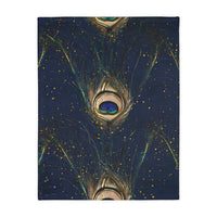 Peacock Feather Velveteen Microfiber Blanket (Two-sided print)