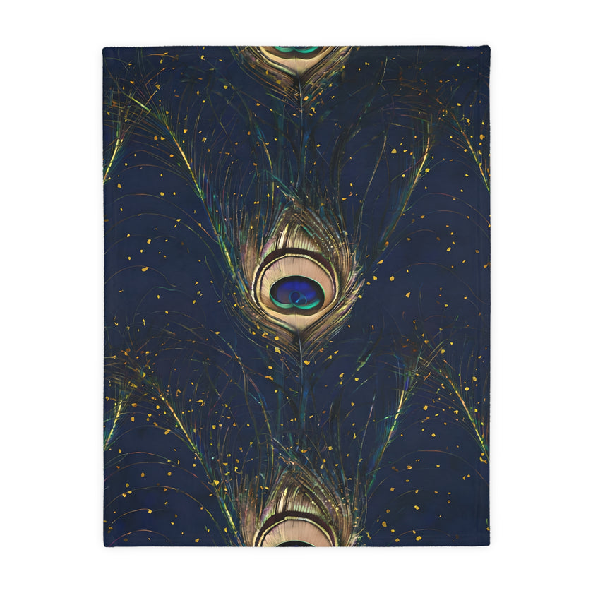 Peacock Feather Velveteen Microfiber Blanket (Two-sided print)