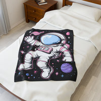 Plush Blanket, Floating Space Man Blanket, Celestial Nebula Theme, Outer Space Throw, Galaxy Bedroom Decor, Astronaut Blanket