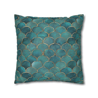 Blue/Green Faux Suede Square Pillowcase