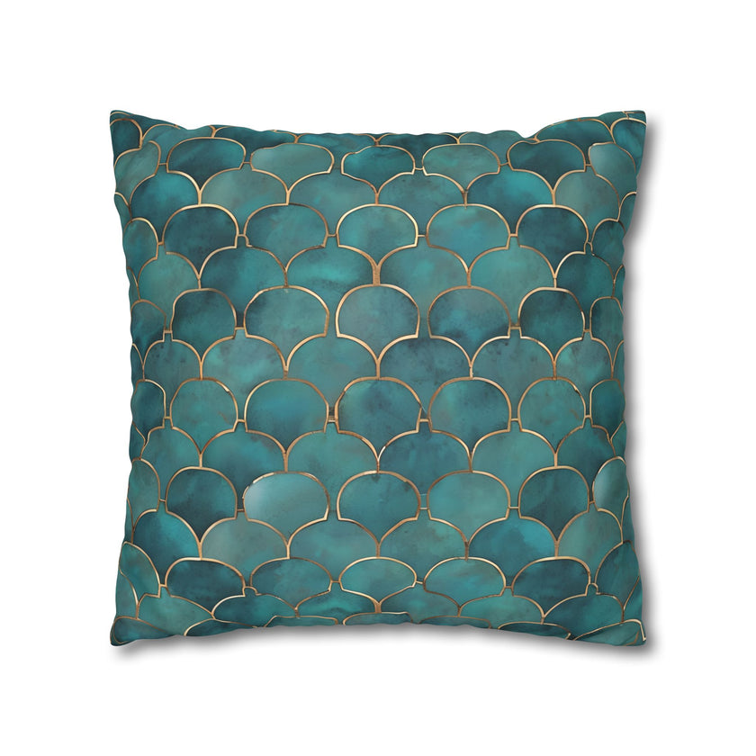 Blue/Green Faux Suede Square Pillowcase