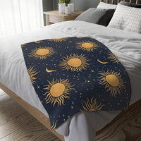 Sun Moon Stars Velveteen Microfiber Blanket (Two-sided print)