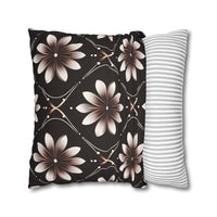 Black Floral Faux Suede Square Pillowcase