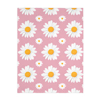 Pink White Daisey Velveteen Microfiber Blanket (Two-sided print)