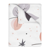 Pink Floral, Pink Flowers Velveteen Microfiber Blanket (Two-sided print)