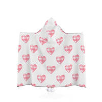 Cozy Heart Patterned Hooded Blanket, Valentine's Gift, Soft Throw for Couples, Winter Snuggle Wear, Home Decor