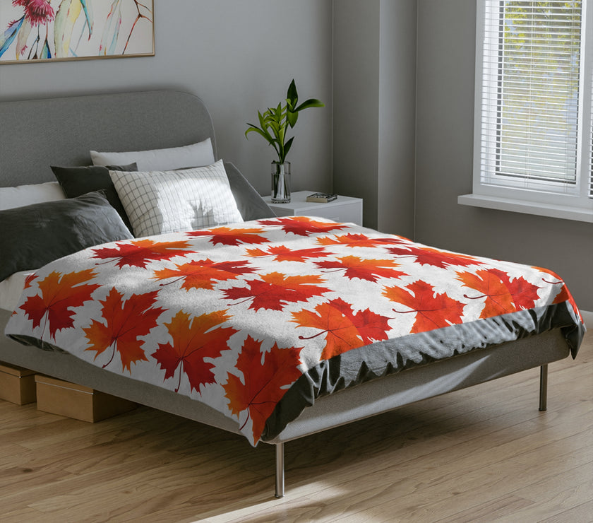 Maple Leaf  Velveteen Microfiber Blanket