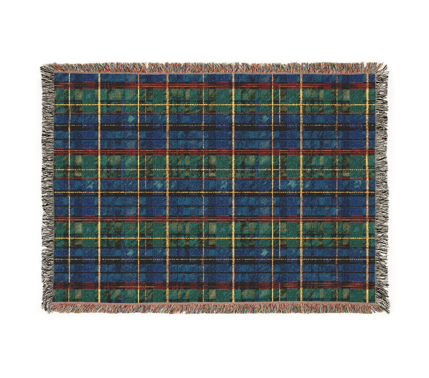 Plaid Woven Blanket - Cozy Blue Tartan Throw for Home Decor, Winter Gift, Sofa Accent - Christmas, Holiday, Housewarming Present, Bedding