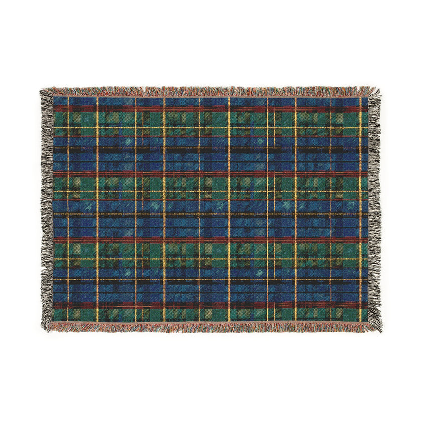 Plaid Woven Blanket - Cozy Blue Tartan Throw for Home Decor, Winter Gift, Sofa Accent - Christmas, Holiday, Housewarming Present, Bedding