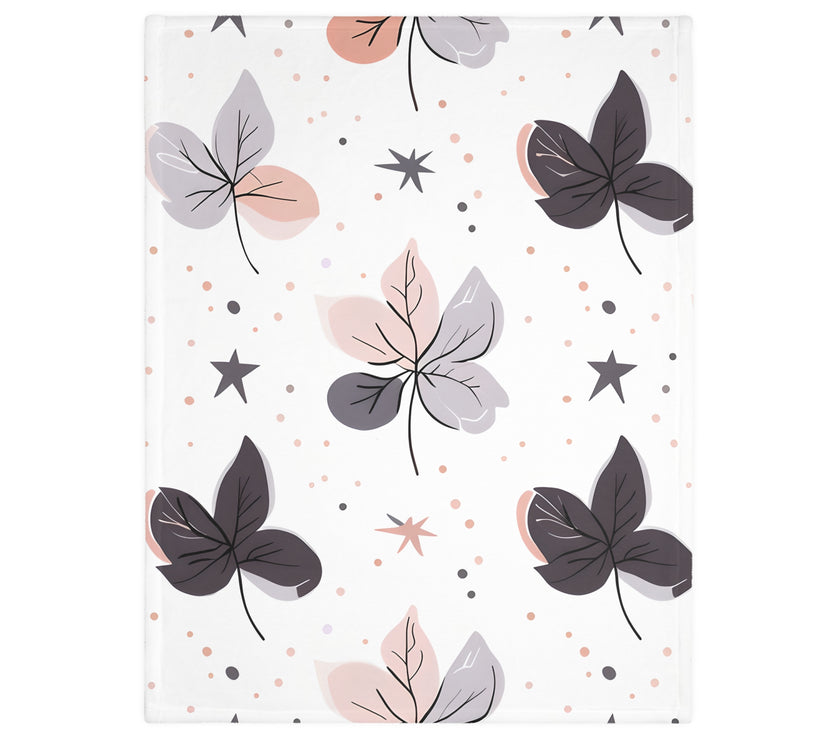 Pink Floral, Pink Flowers Velveteen Microfiber Blanket (Two-sided print)