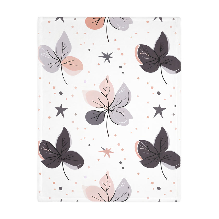 Pink Floral, Pink Flowers Velveteen Microfiber Blanket (Two-sided print)