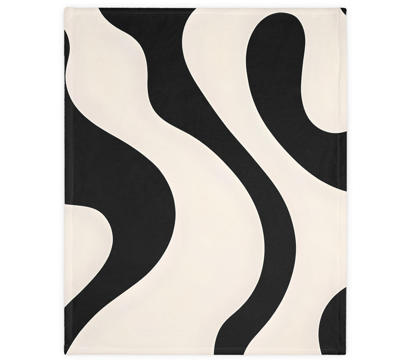 Black and White Velveteen Microfiber Blanket (Two-sided print)