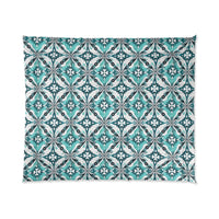 Bohemian Tile Print Comforter, Cozy Bedroom Bedding, Gift for Home Decor, Stylish Dorm Accents, Living Room Throws