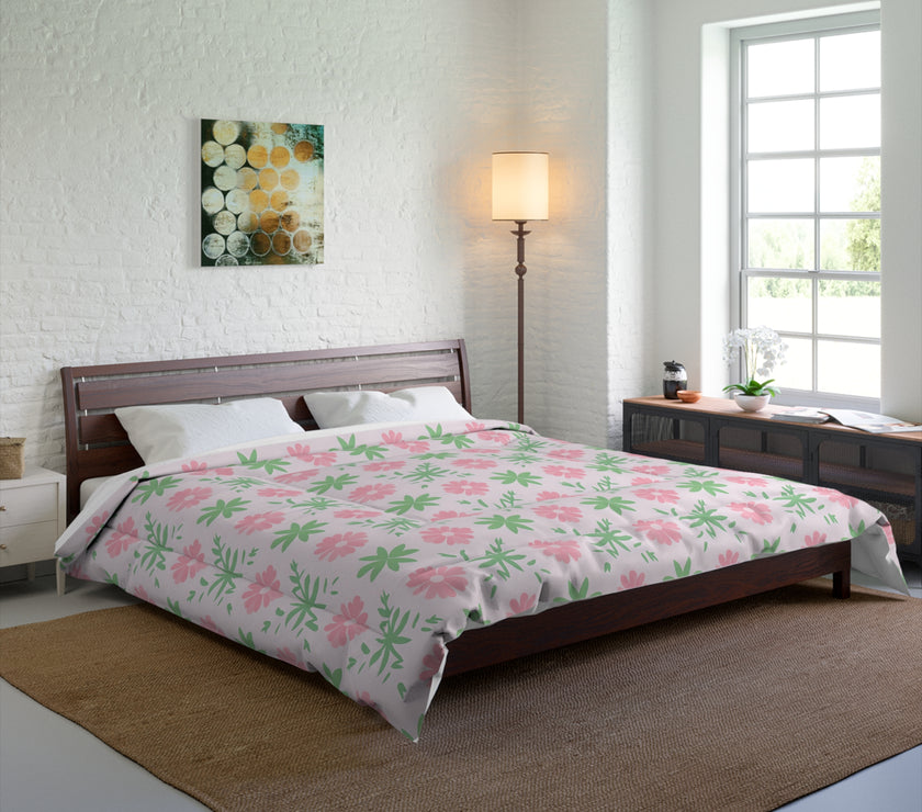 Floral Comforter, Cozy Floral Bedding, Springtime Bedspread, Flower Pattern Comforter Set, Boho Home Decor, Dorm Room Essentials