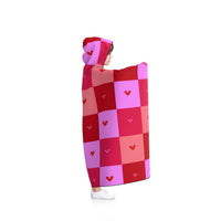 Cozy Valentine's Hooded Blanket, Perfect for Snuggling, Gift for Her, Warm Throw, Heart Pattern, Relaxing Chill Days