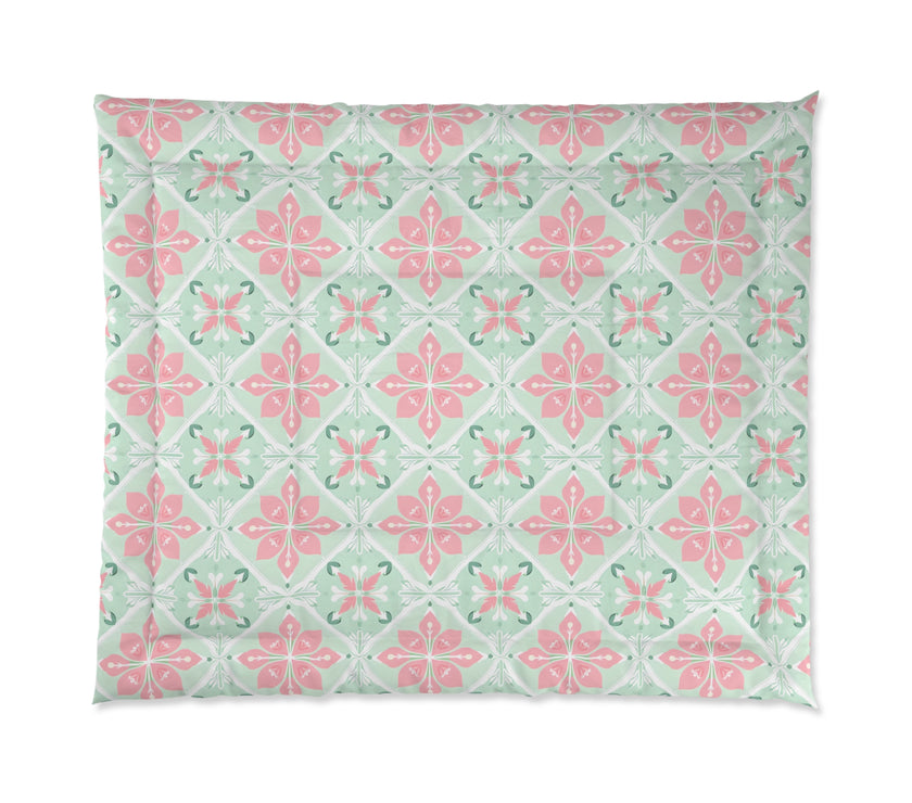 Pastel Floral Comforter - Cozy Bedding for Spring, Bedroom Decor, Gift for Mother's Day, Boho Style, Home Decor