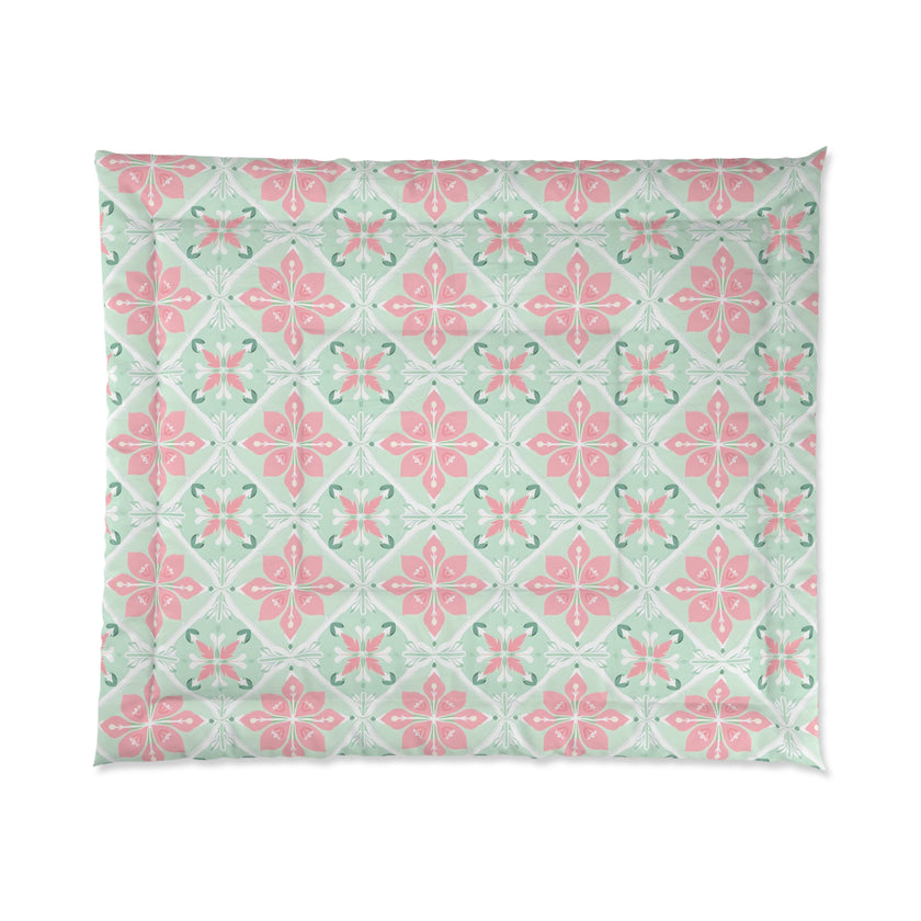 Pastel Floral Comforter - Cozy Bedding for Spring, Bedroom Decor, Gift for Mother's Day, Boho Style, Home Decor