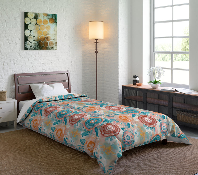 Floral Comforter, Cozy Bedroom Decor, Boho Bedding, Gift for Her, Spring Home Decor, Flower Pattern Comforter