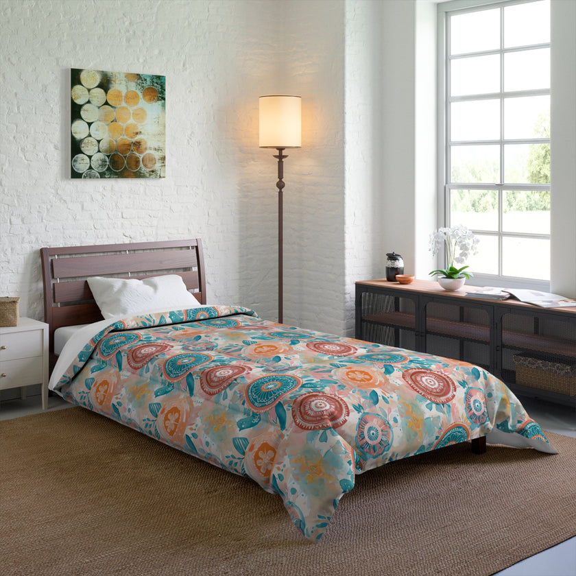 Floral Comforter, Cozy Bedroom Decor, Boho Bedding, Gift for Her, Spring Home Decor, Flower Pattern Comforter