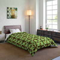 Vibrant Floral Comforter - Boho Bedding, Green Patterned Blanket, Cozy Home Decor, Gift for Nature Lovers, Spring Bedroom