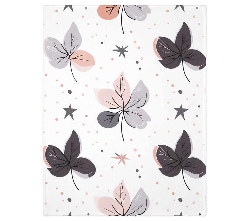 Pink Floral, Pink Flowers Velveteen Microfiber Blanket (Two-sided print)