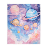 Kids Blanket, Velveteen Microfiber Blanket with Planet Moon and Stars Design - Two-sided Print, Children's Throw, Outer Space Bedding,