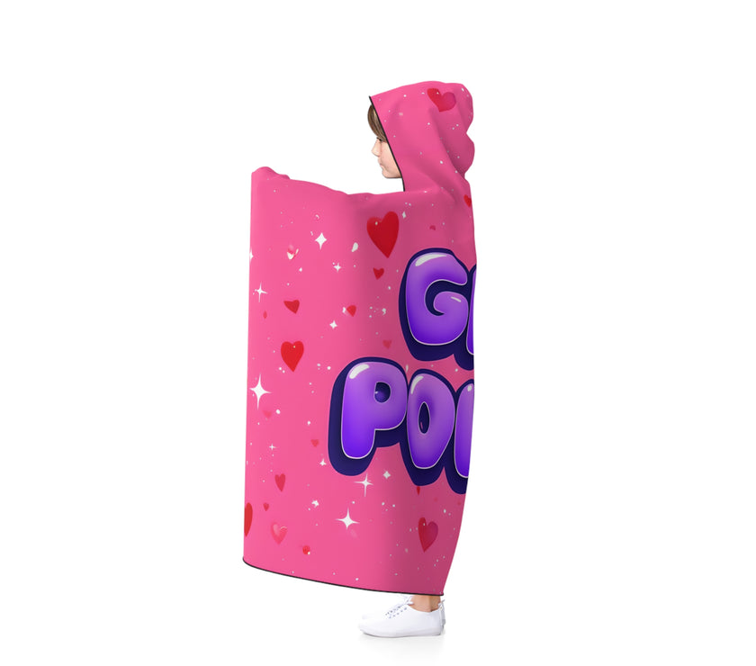 Girl Power Hooded Blanket - Cozy Blanket, Gift for Her, Inspirational Throw, Girls Night In, Empowerment Decor