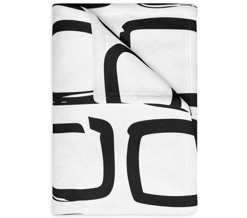 Black and White Square Velveteen Microfiber Blanket (Two-sided print)