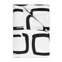 Black and White Square Velveteen Microfiber Blanket (Two-sided print)
