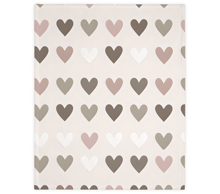 Pink Hearts Velveteen Microfiber Blanket (Two-sided print)