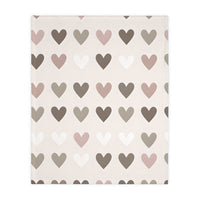 Pink Hearts Velveteen Microfiber Blanket (Two-sided print)