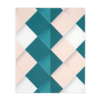 Blue and Pink Grid Velveteen Microfiber Blanket (Two-sided print)