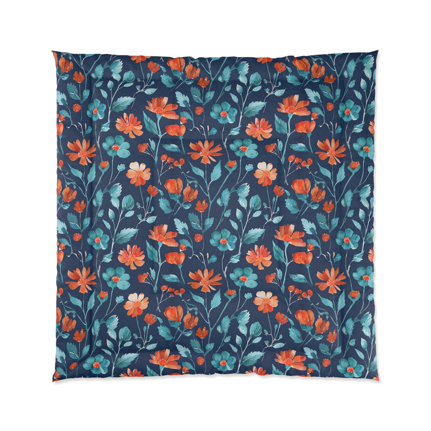 Floral Pattern Comforter, Cozy Home Decor, Bedroom Essentials, Bohemian Bedding, Nature-Inspired Gift