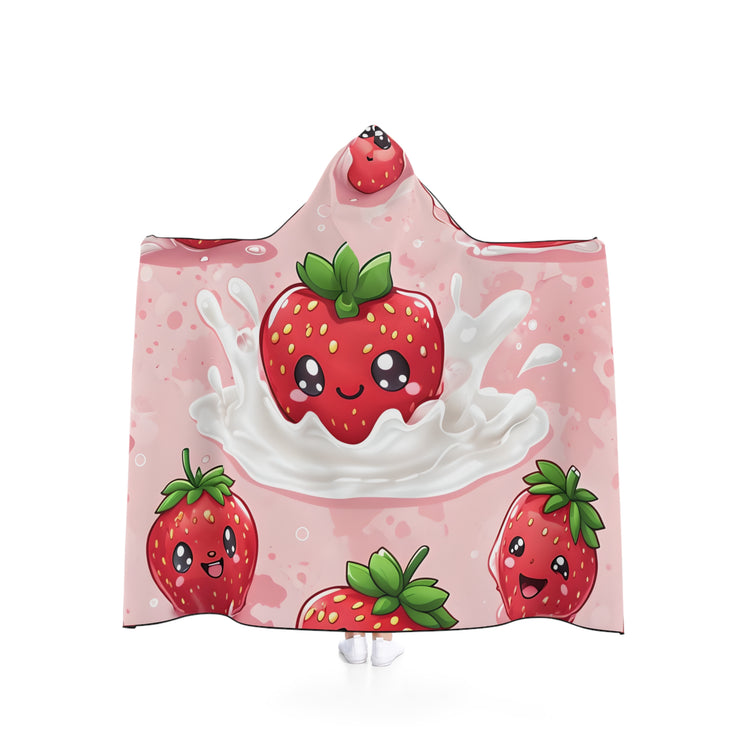 Cute Strawberry Hooded Blanket, Cozy Throw Blanket, Kids Gift, Fun Summer Accessory, Snuggly Blanket for Movie Nights, Strawberry Lover's