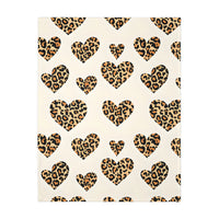 Velveteen Microfiber Blanket, Leopard Print Heart Throw, Cozy Bedding, Animal Lover Gift, Double-sided Couch Cover, Home Decor Accent