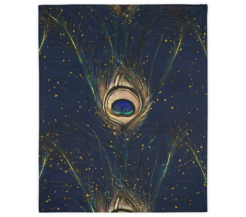 Peacock Feather Velveteen Microfiber Blanket (Two-sided print)