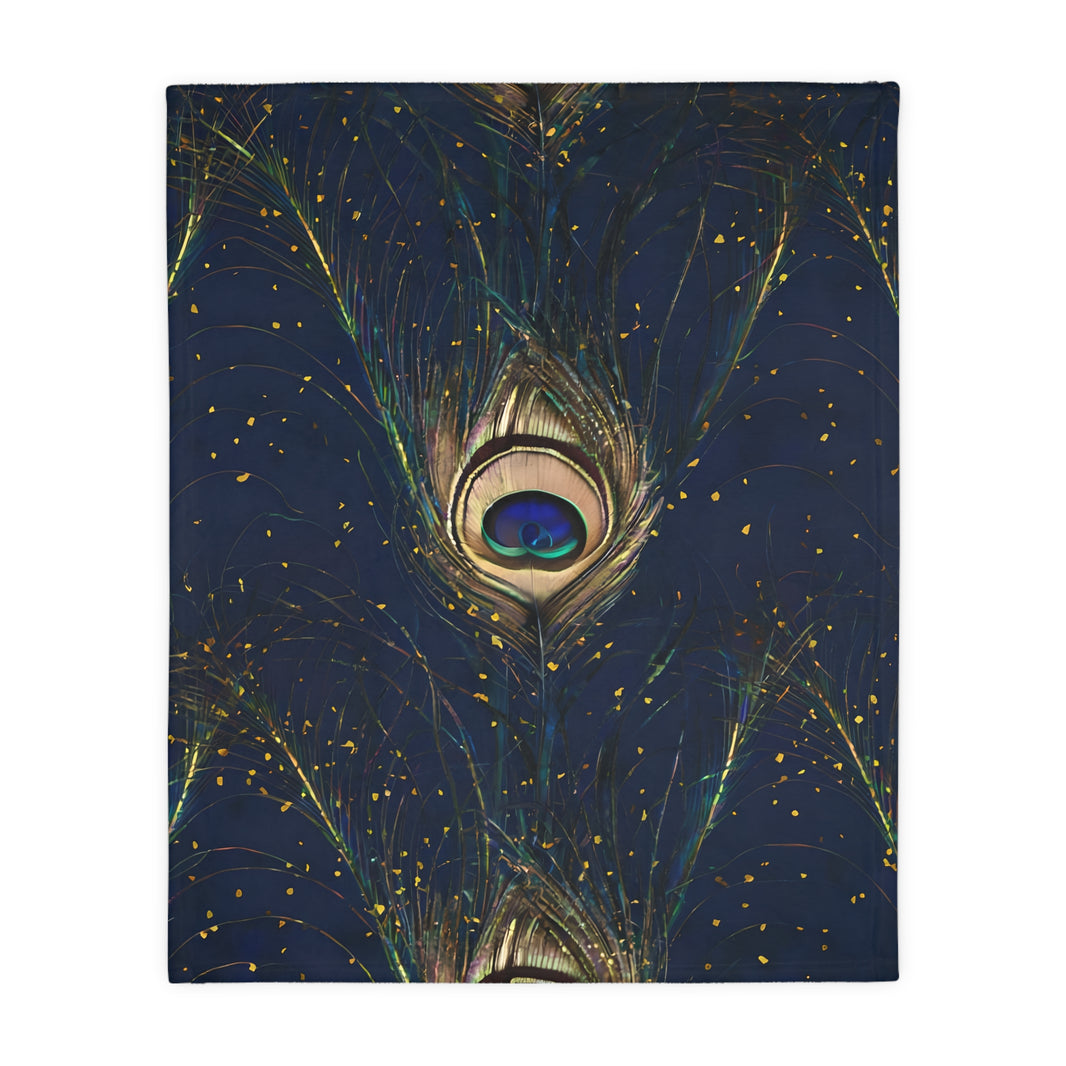 Peacock Feather Velveteen Microfiber Blanket (Two-sided print)