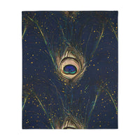 Peacock Feather Velveteen Microfiber Blanket (Two-sided print)