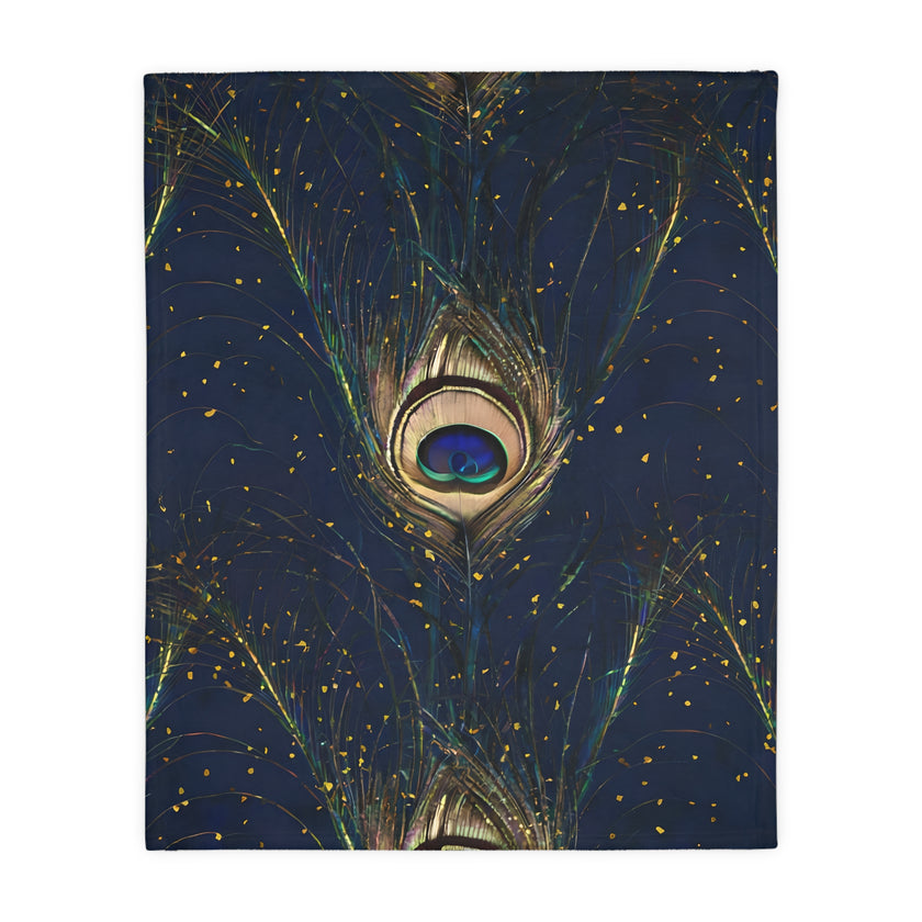 Peacock Feather Velveteen Microfiber Blanket (Two-sided print)