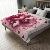 Pink Hearts Velveteen Microfiber Blanket (Two-sided print), Pink Girls Blanket, Daughter's Blanket, Pink throw, Daughter's birthday gift