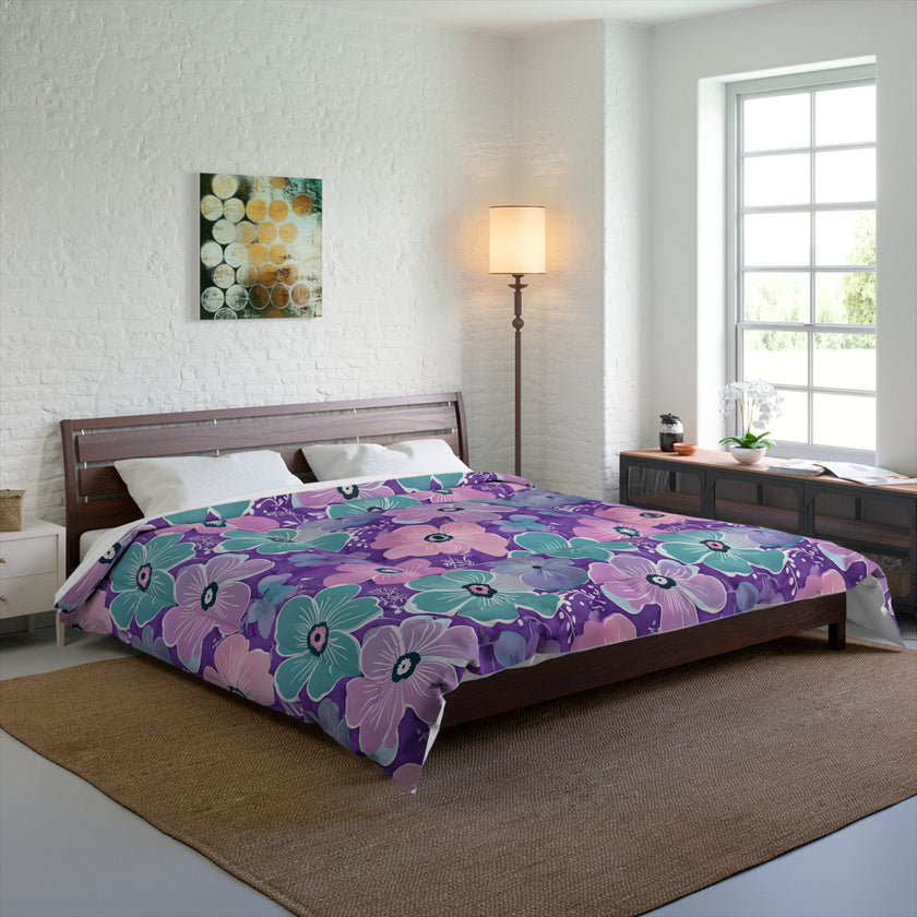 Floral Oasis Comforter, Botanical Bedspread, Cozy Bedroom Decor, Flower Pattern Quilt, Ideal for Spring Celebrations