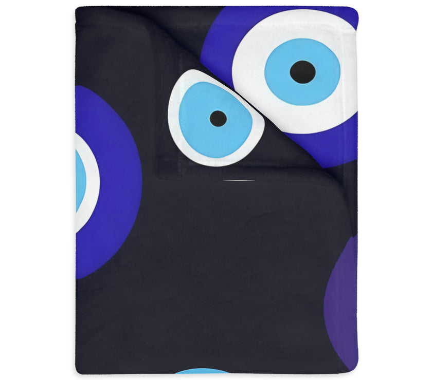 Blue Evil Eye Blanket Velveteen Microfiber Blanket (Two-sided print)