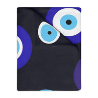 Blue Evil Eye Blanket Velveteen Microfiber Blanket (Two-sided print)