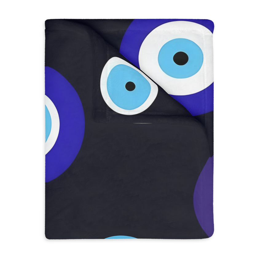Blue Evil Eye Blanket Velveteen Microfiber Blanket (Two-sided print)