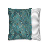 Blue/Green Faux Suede Square Pillowcase