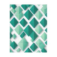 Green and White Grid Velveteen Microfiber Blanket (Two-sided print)