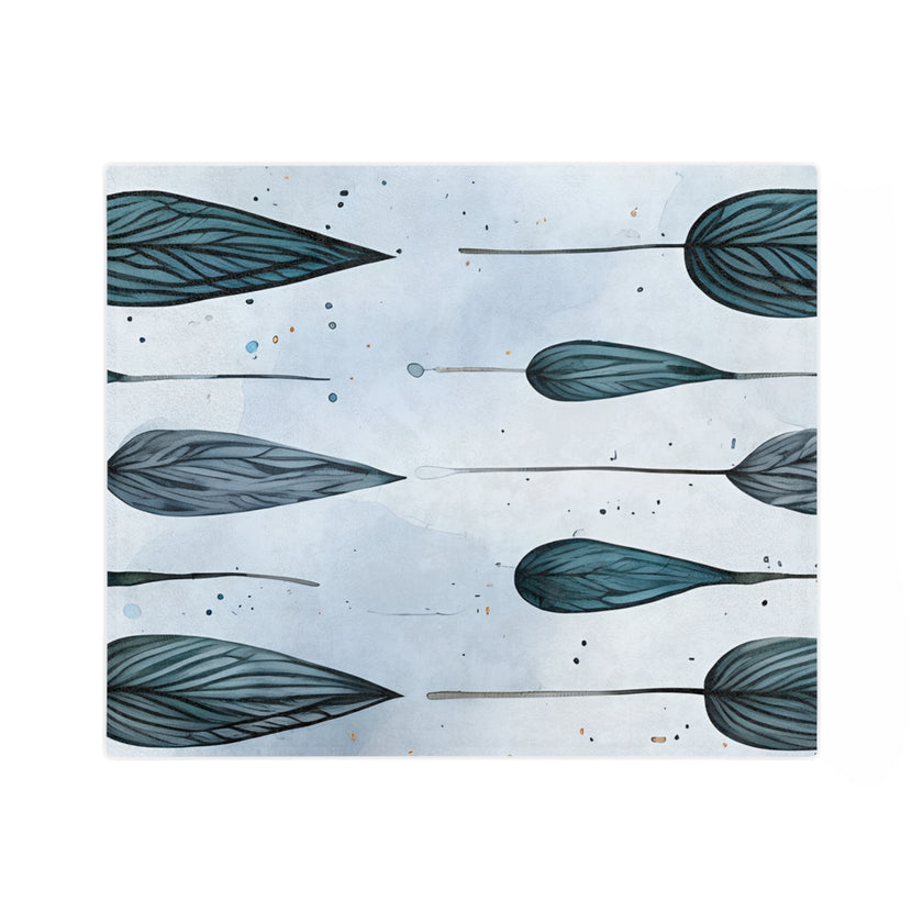 Blue and  White Velveteen Microfiber Blanket