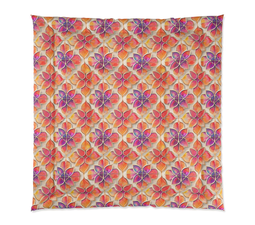 Vibrant Floral Comforter, Boho Bedspread for Cozy Spaces, Perfect for Spring Decor, Unique Bedding for All Seasons, Great Gift Idea