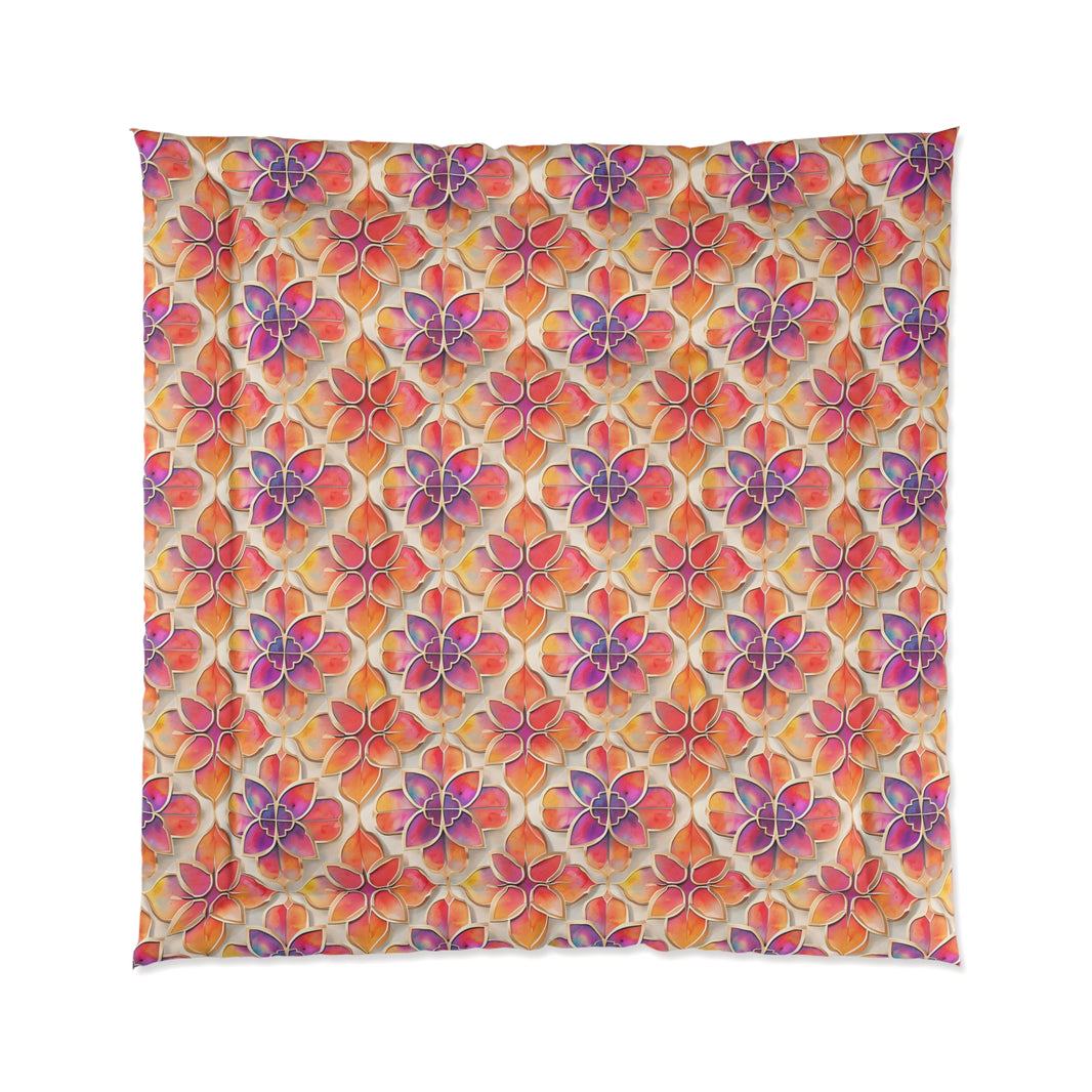 Vibrant Floral Comforter, Boho Bedspread for Cozy Spaces, Perfect for Spring Decor, Unique Bedding for All Seasons, Great Gift Idea
