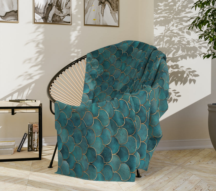 Blue Green Velveteen Microfiber Blanket